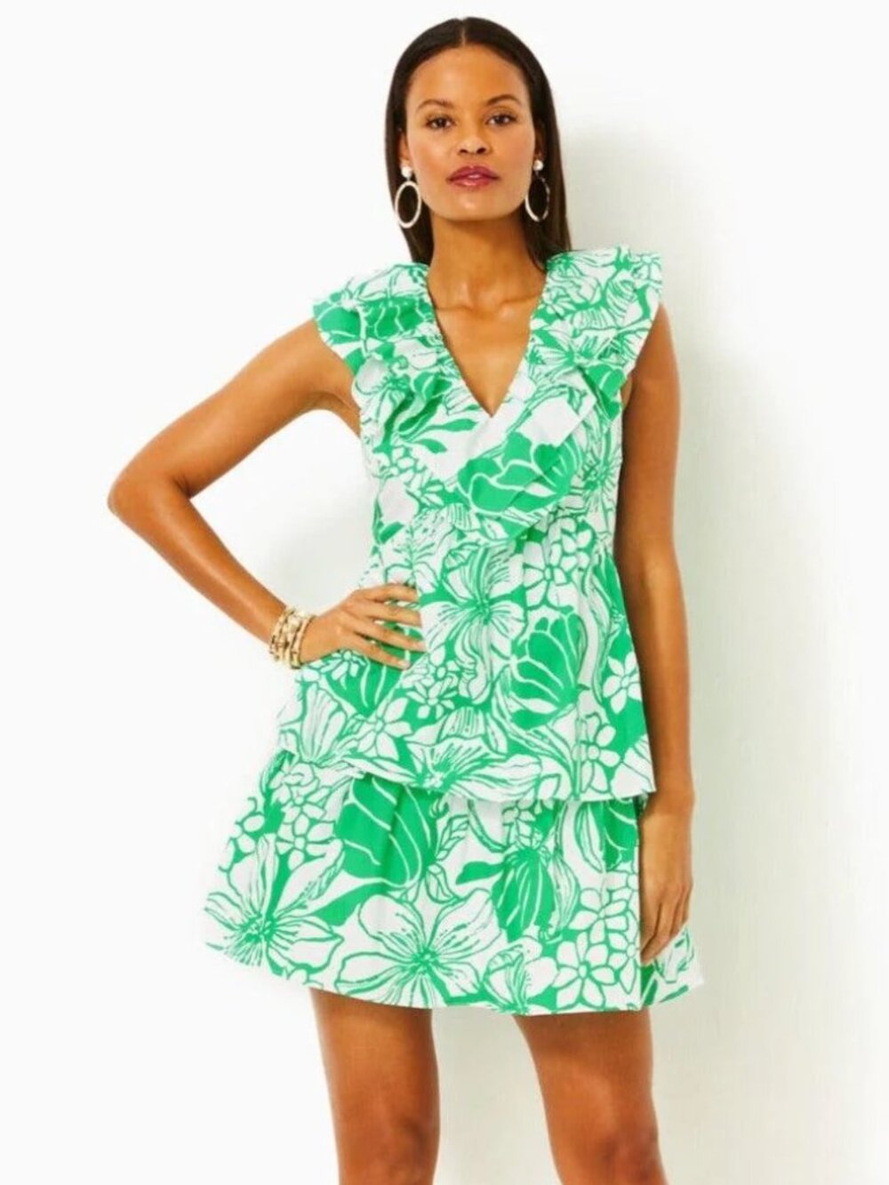 Lilly Pulitzer:  Ritamarie V-neck Cotton Ruffle Dress